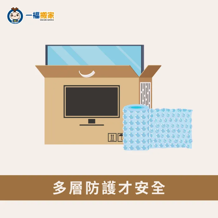 搬運電視前盡量以多層的防護,讓搬運過程中的碰撞不會影響到電視機本身 多層防護才安全-搬運電視注意事項